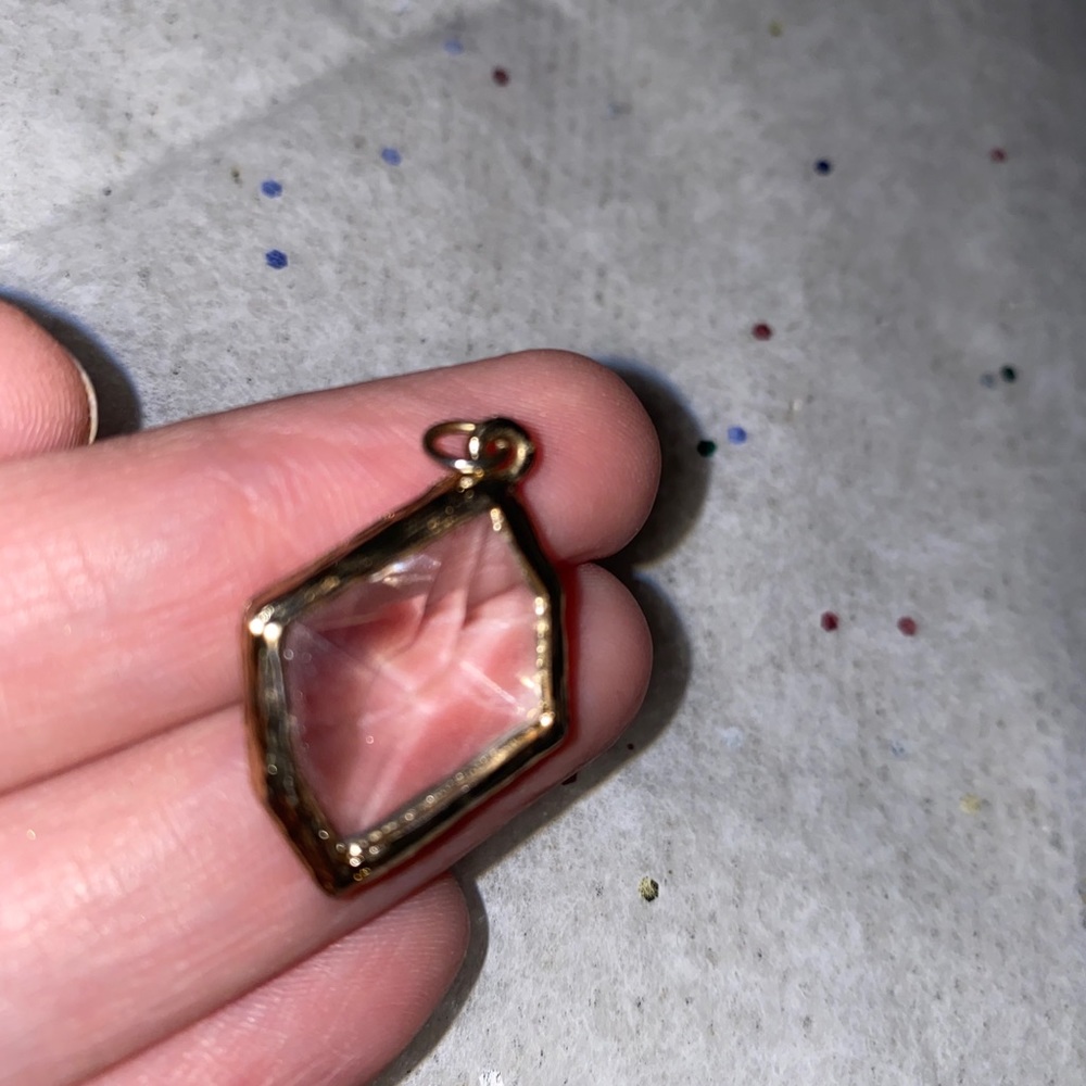 Diamond Glass Gold Trinket Necklace Pendant